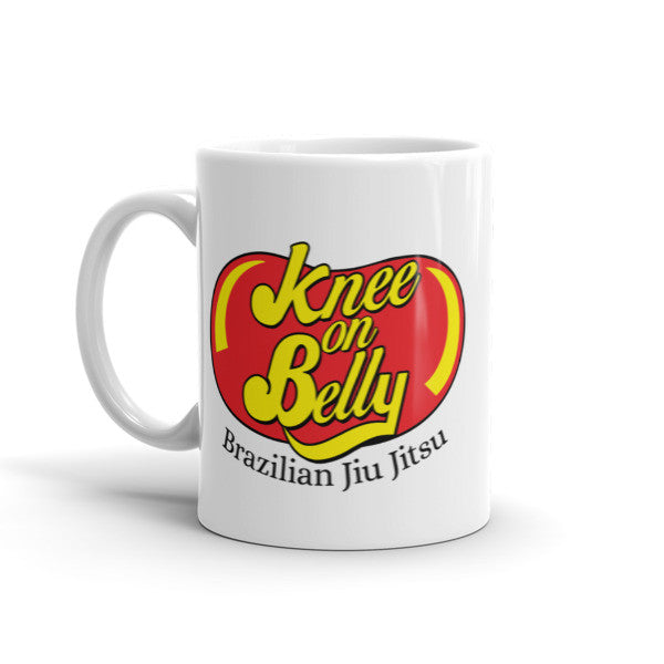 knee on belly mug